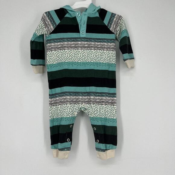 Peek Babies' Holiday Fashion Button Striped Hooded Romper Multicolor 6-12M NWT - Picture 1 of 3